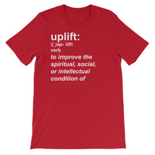 "uplift" definition unisex short sleeve t-shirt - white text