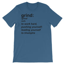 "grind" definition unisex short sleeve t-shirt - black text
