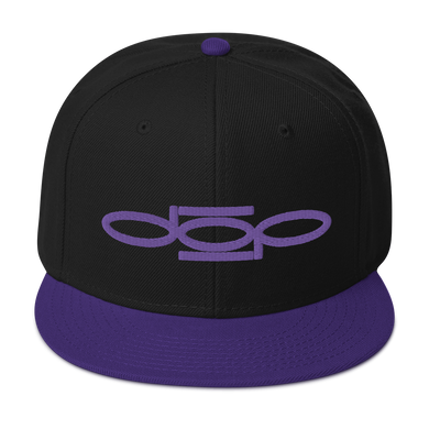 DOP 3D Embroidered Logo Snapback Hat: Black & Purple