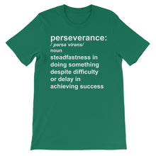 "perseverance" definition unisex short sleeve t-shirt - white text