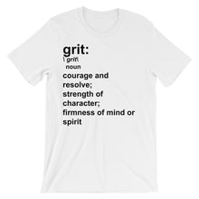 "grit" definition unisex short sleeve t-shirt - black text