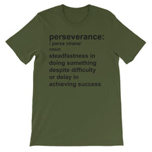 "perseverance" definition unisex short sleeve t-shirt - black text
