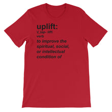 "uplift" definition unisex short sleeve t-shirt - black text