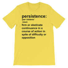 "persistence" definition unisex short sleeve t-shirt - black text