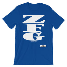 "ZFG" unisex short sleeve t-shirt - white text