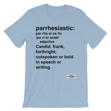 "Parrhesiastic" definition unisex short sleeve t-shirt - black text