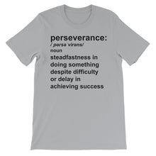 "perseverance" definition unisex short sleeve t-shirt - black text